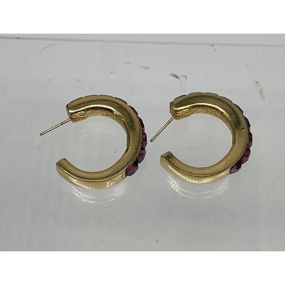 Givenchy Gold-Plated Hoop Earrings With Amethyst-Colored Crystal Accents - Picture 4 of 7